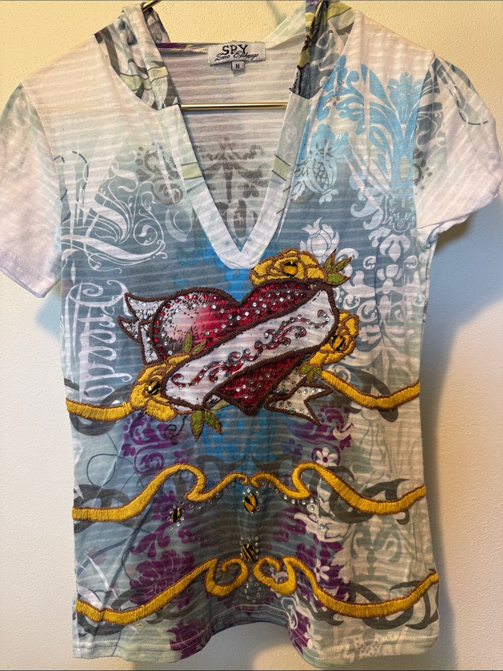 SPY Zone Exchange vintage Pastel Floral Sleeveless Top in Light Blue & Cream